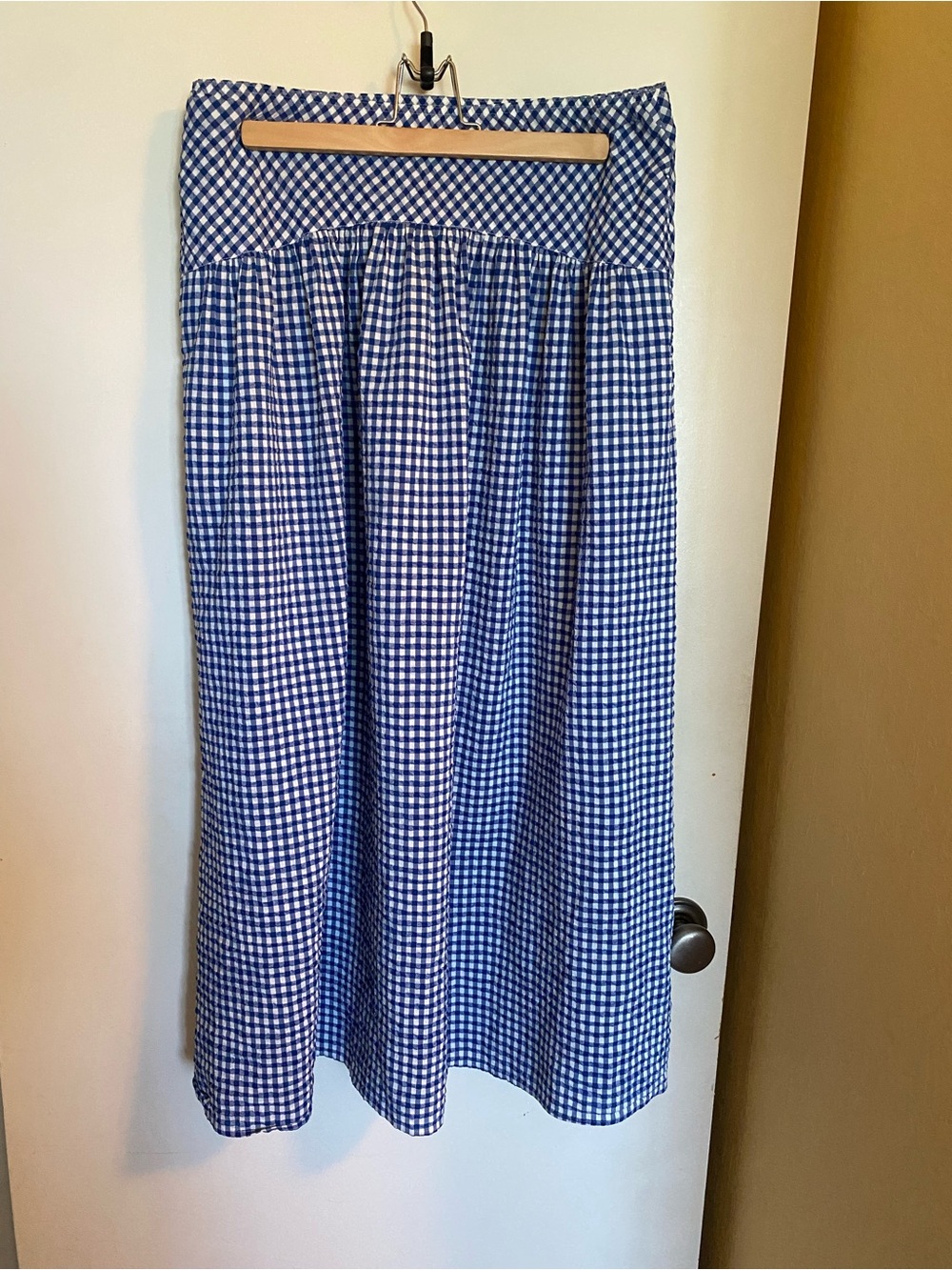 Uniqlo Gingham Seersucker Midi Skirt Women’s Large - Picture 2 of 3